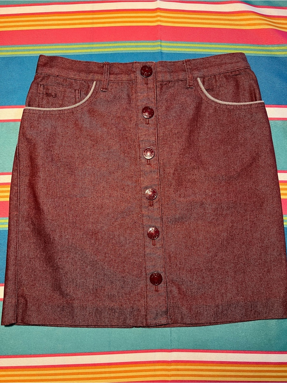 Marc Jacobs Button-Front Mini Skirt in Burgundy
